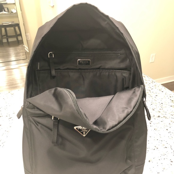 Prada Black Unisex Nylon Tessuto Front Zip Backpack (Large) - Picture 6 of 15